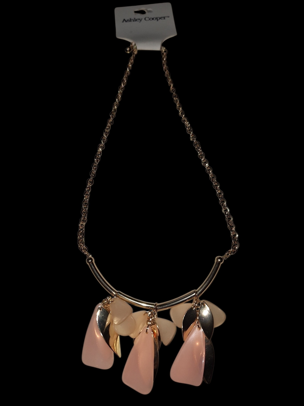 Ashley Cooper Blush Pink and Gold Dangle Pendant Necklace